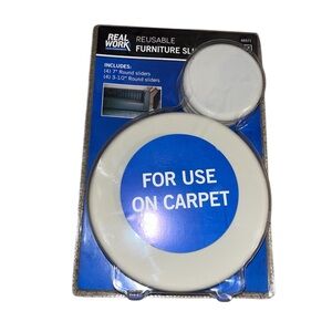Real Work Reusable Furniture Sliders For Carpet 8 Pack 4 each 7” & 3.5” Round